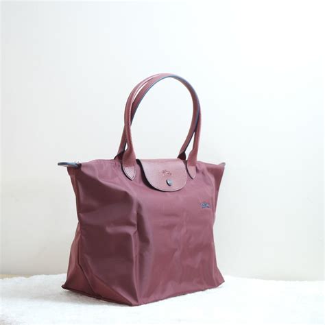 le pliage original l tote bag burgundy - recycled canvas|le pliage tote bag.